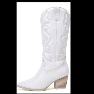 Womens embroidered white boots